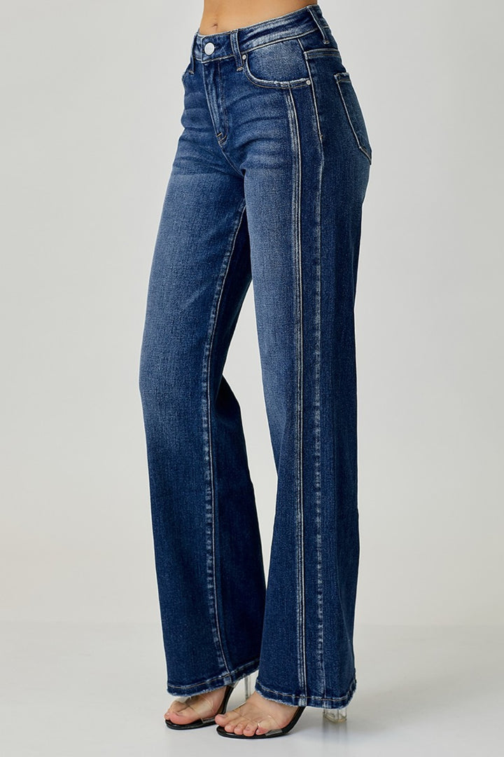 Classic Blue Mid Rise Straight Jeans