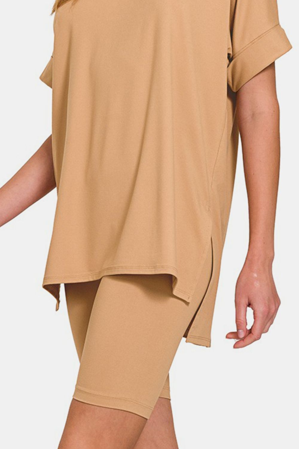 Dark Brush V-Neck Short Sleeve T-Shirt and Biker Shorts Set