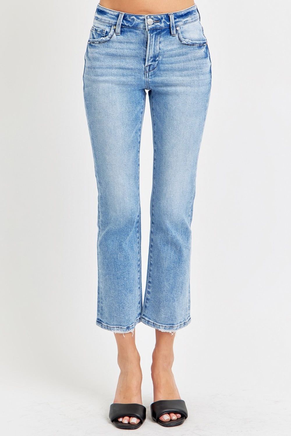 Low Rise Crop Slim Straight Jeans