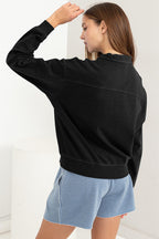 Black Half Zip Drop Shoulder Sweatshirt