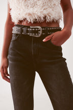 Super High Waist Skinny Jeans in Washed Black