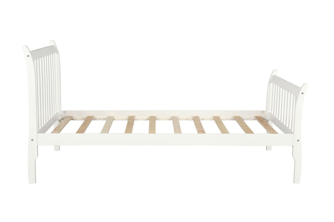 Platform Bed Frame with Wood Slat Support Twin White