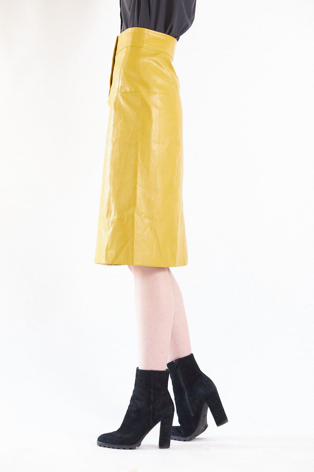 Power Woman Mustard Leather Skirt