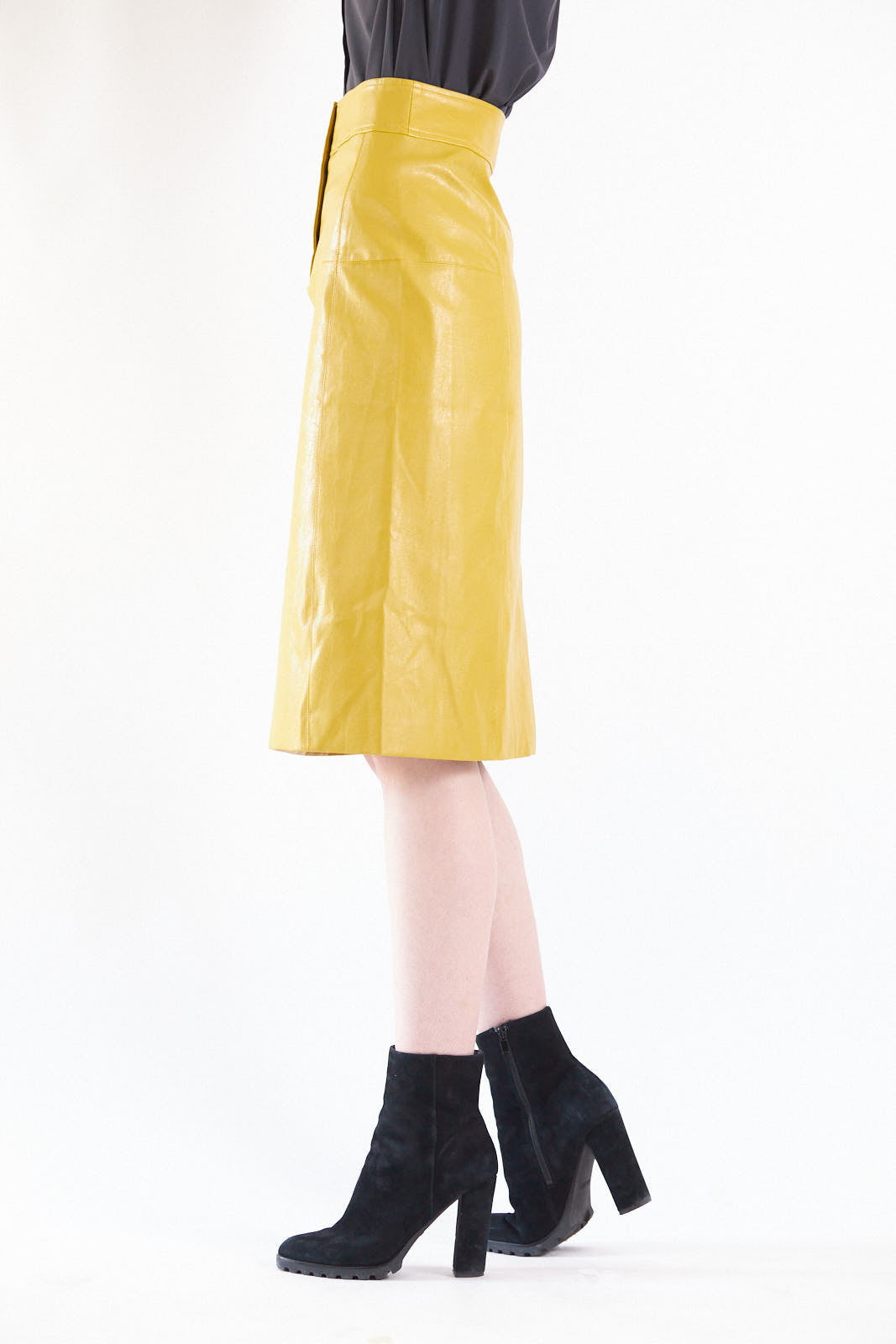 Power Woman Mustard Leather Skirt