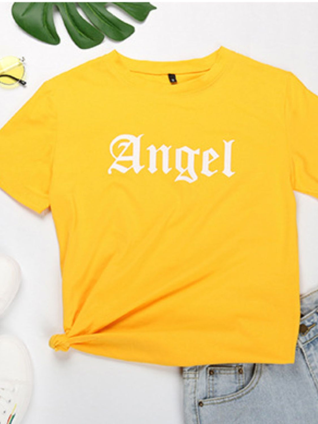 Angel Round Neck Short Sleeve T-Shirt