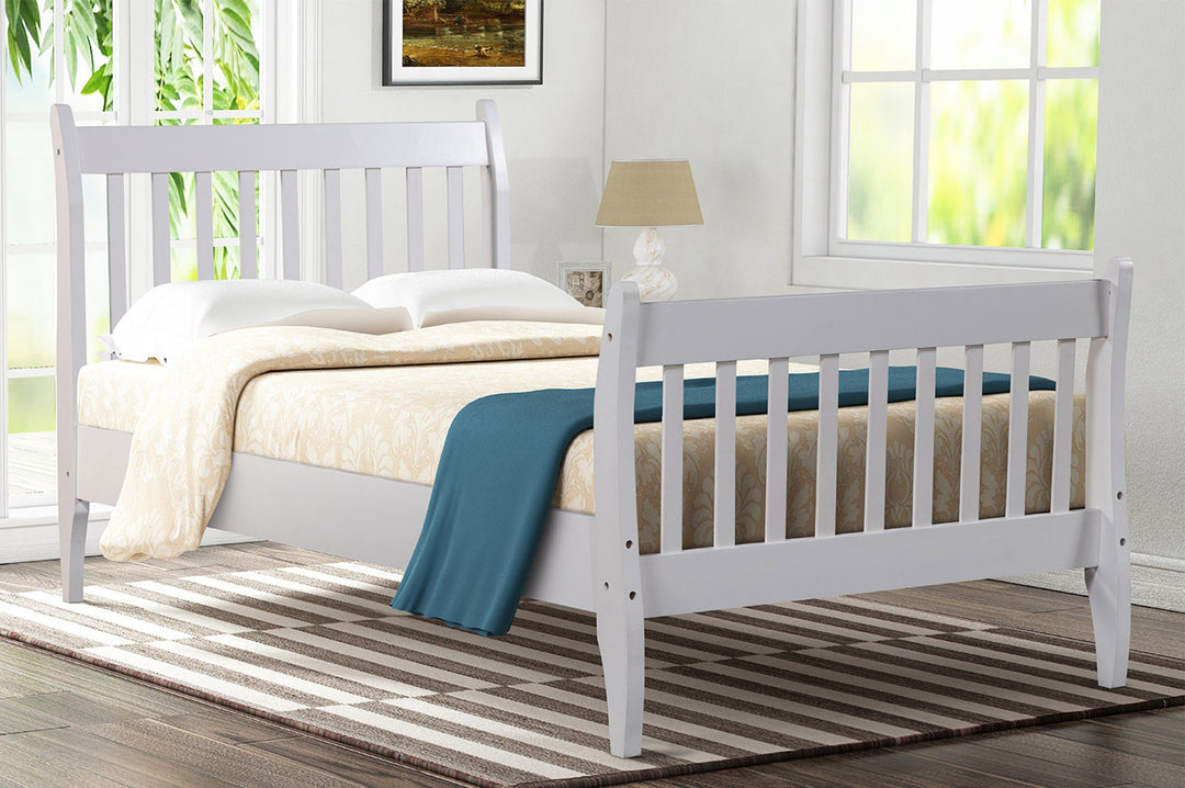 Platform Bed Frame with Wood Slat Support Twin White