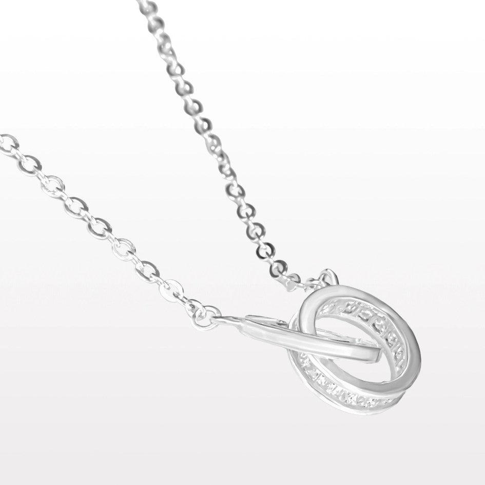 Double Circle Necklace in 925 Solid Sterling Silver