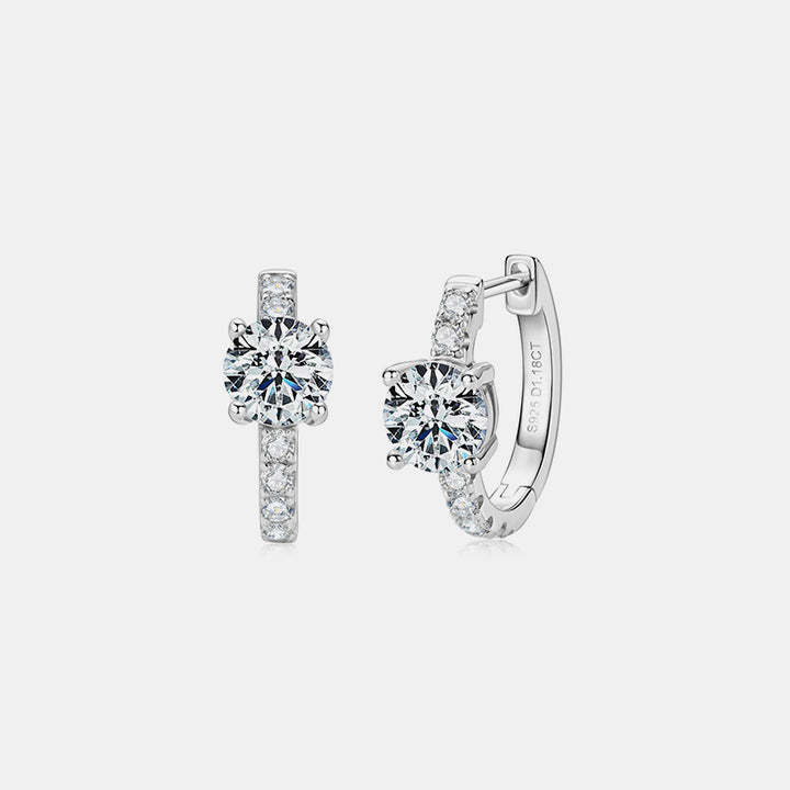 2.36 Ct Moissanite Zircon 925 Sterling Silver Hoop Earrings