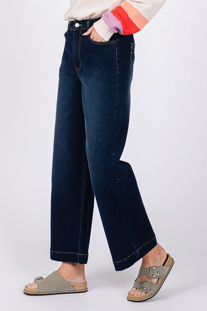 Denim Blue High Waist Wide Leg Jeans