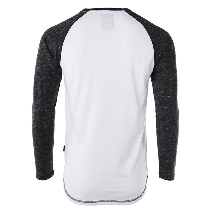 Long Sleeve Contrast Raglan Henley V-Neck T-Shirt