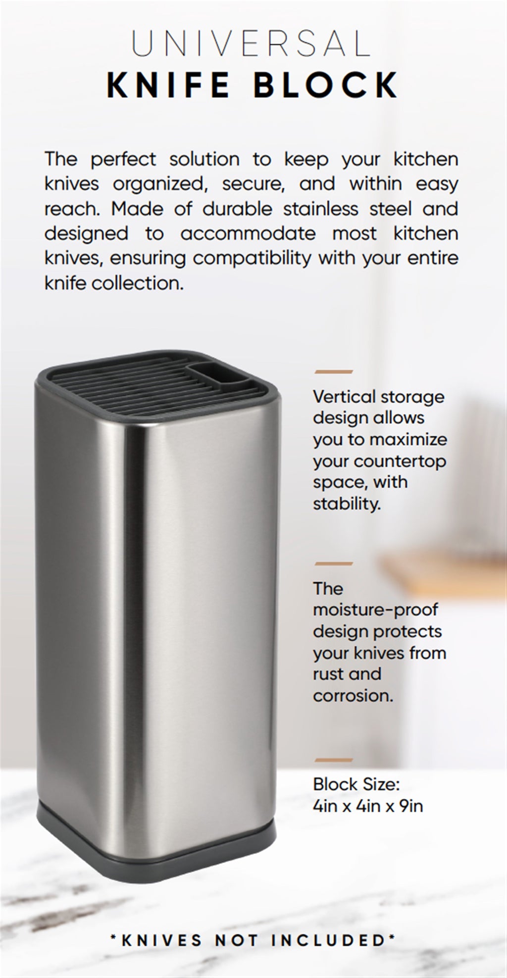 Universal Knife Block Holder | Silver