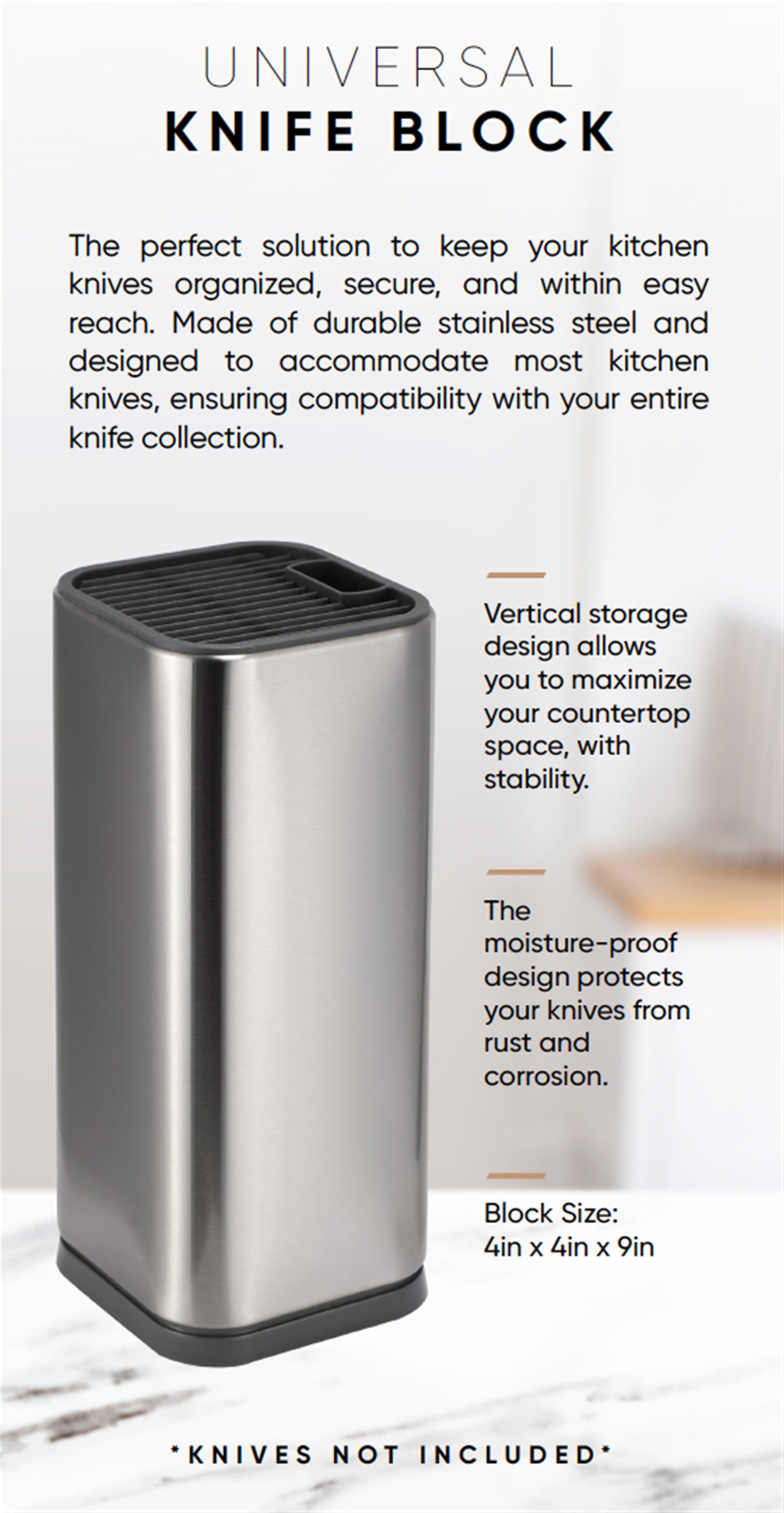 Universal Knife Block Holder | Silver