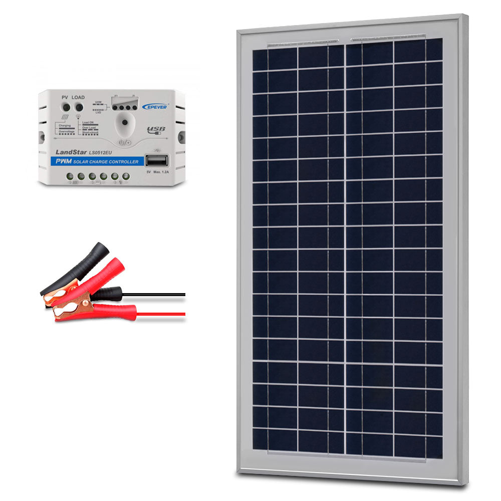 35W 12V Solar Charger Kit 5A Charge Controller with Alligator Clips