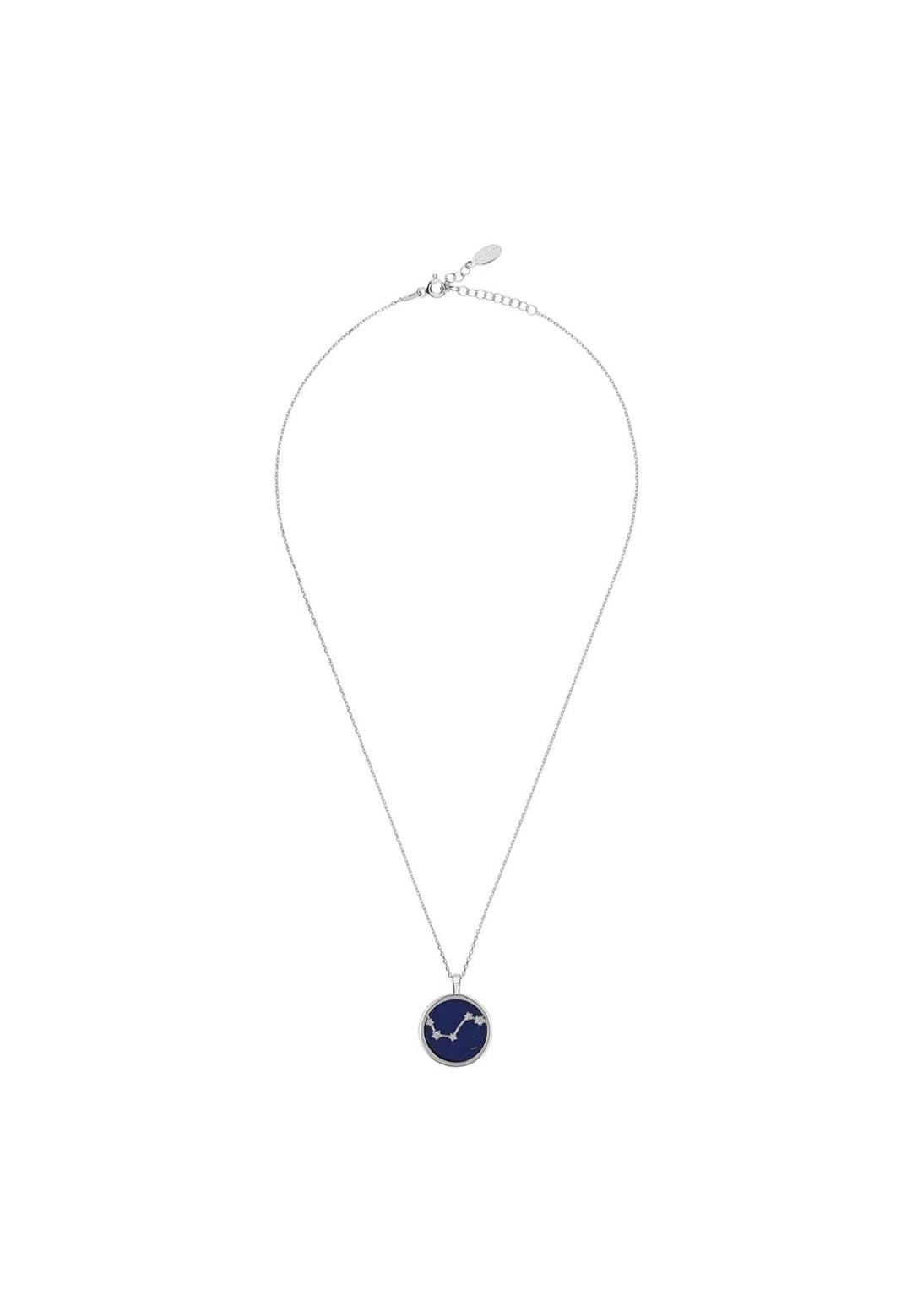 Zodiac Lapis Lazuli Gemstone Star Constellation Pendant Necklace Silver Aries