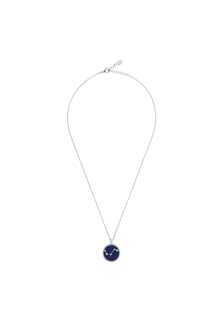 Zodiac Lapis Lazuli Gemstone Star Constellation Pendant Necklace Silver Aries