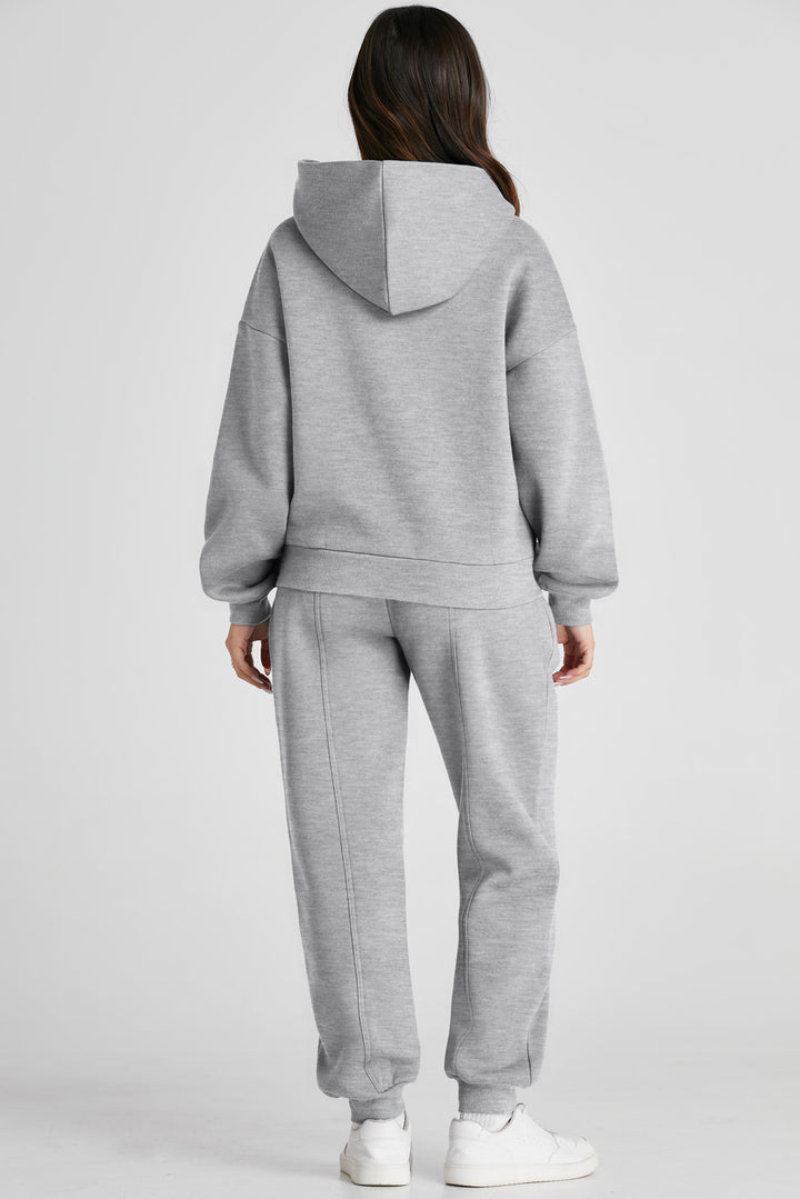 Hoodie and Pants Active Outfit Set Light Grey