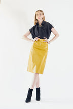 Power Woman Mustard Leather Skirt