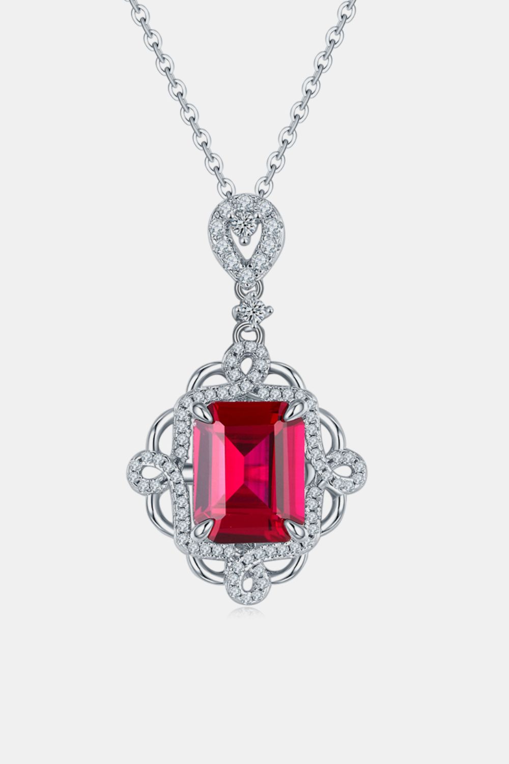 Ruby Pendant Necklace in 925 Sterling Silver