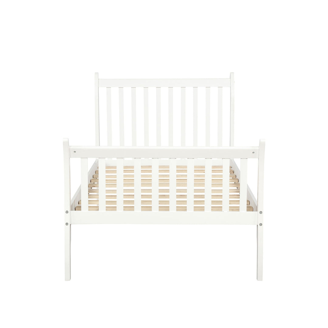 Platform Bed Frame with Wood Slat Support Twin White