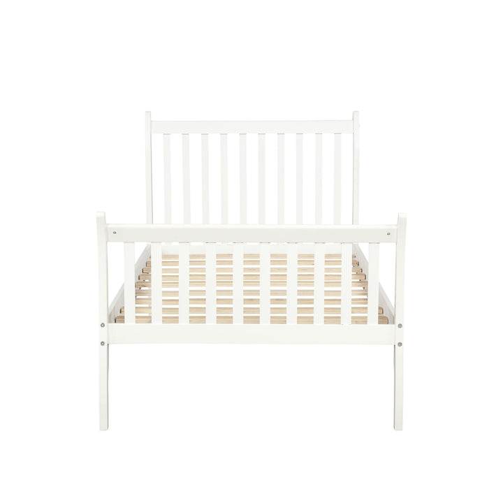 Platform Bed Frame with Wood Slat Support Twin White