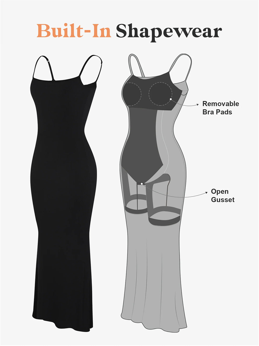 Built-In Shapewear Sleeveless Maxi Dress