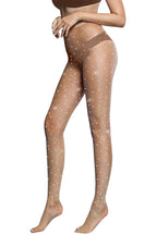 Icy Iridescent Rhinestone Nude Fishnet Stockings
