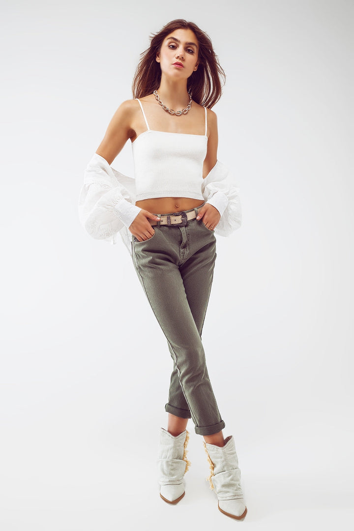 Basic Skinny Jeans in Army Green
