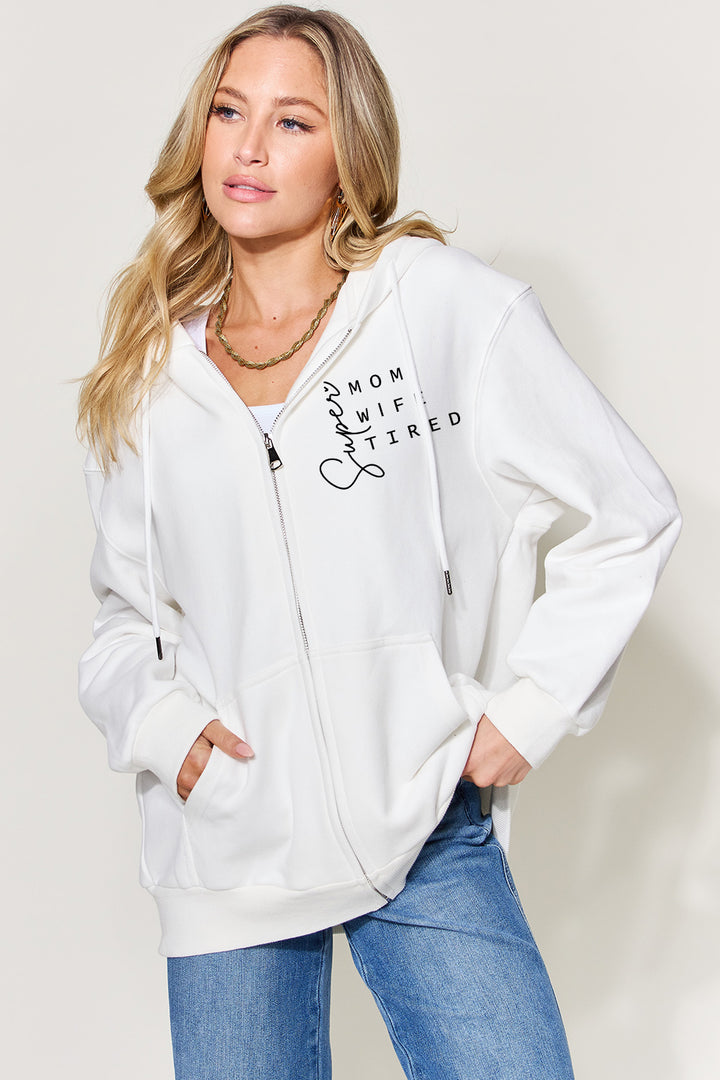 Full Size Letter Graphic Long Sleeve Hoodie