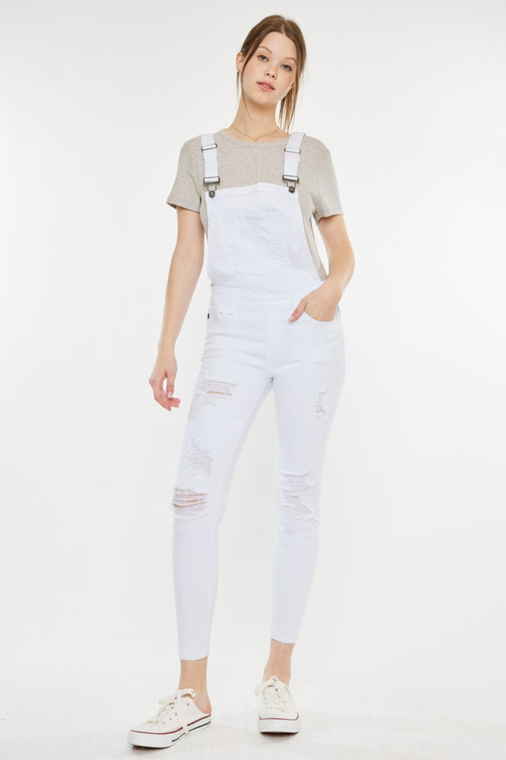 Kancan Distressed Skinny Denim Overalls