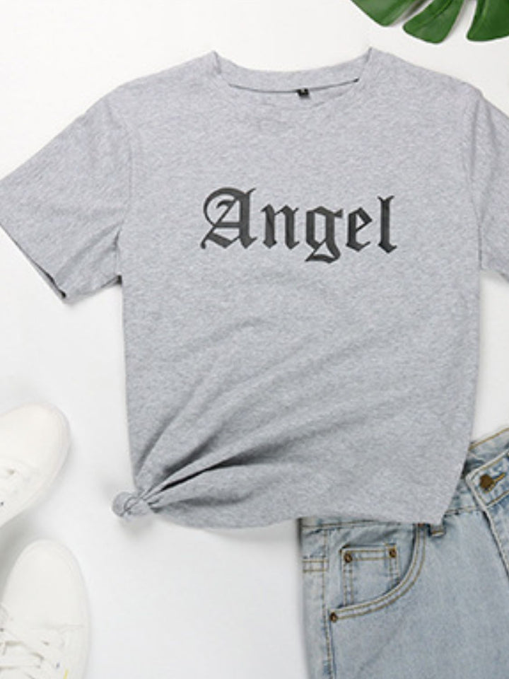 Angel Round Neck Short Sleeve T-Shirt