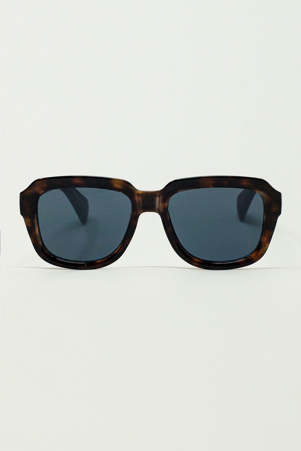 Chunky Square Sunglasses with Dark Brown Tortoise Shell Frame