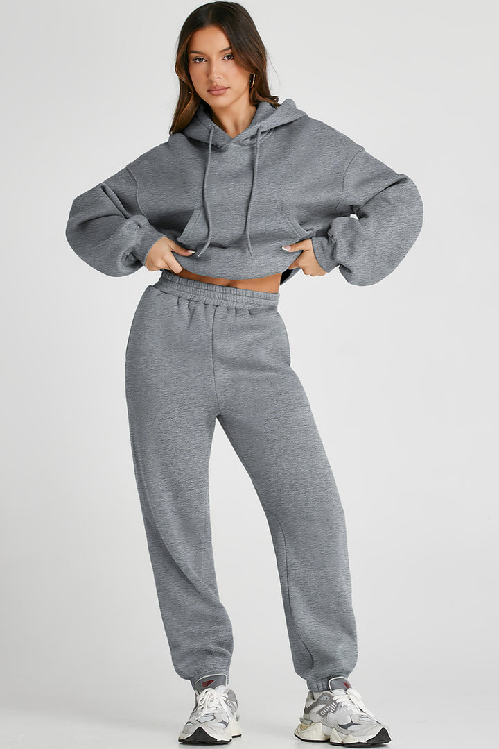 Hoodie and Pants Active Outfit Set Grey