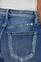 Button Fly High Rise Raw Hem Denim Shorts