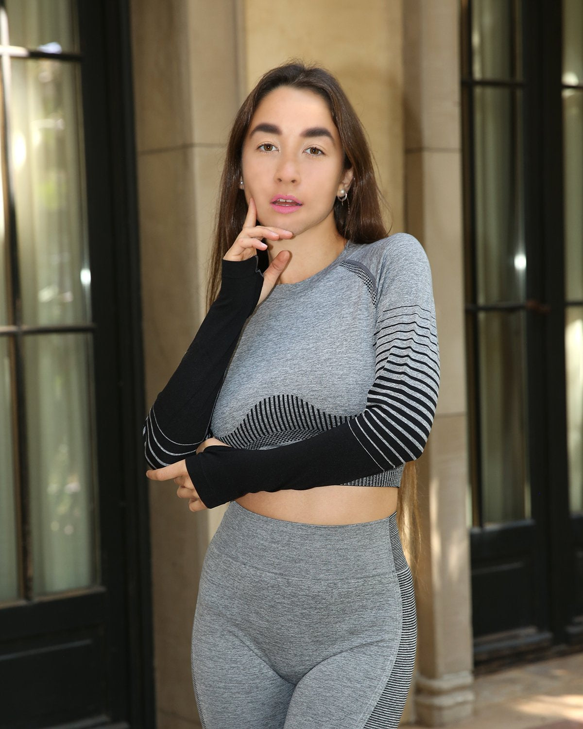 Bocana Seamless Sports Top Grey & Black
