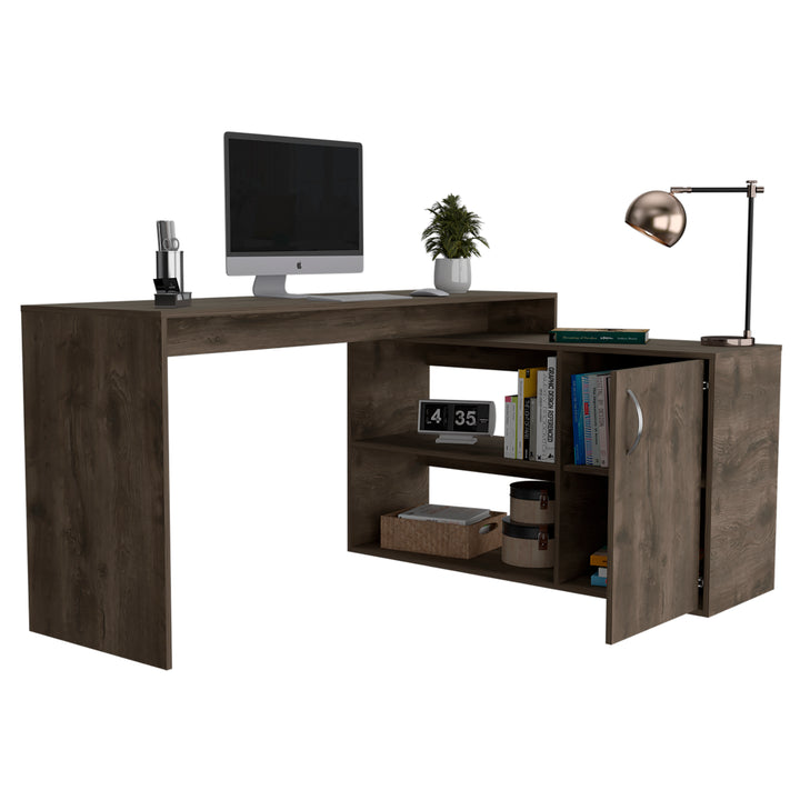 L-Shaped Desk Desti Dark Brown