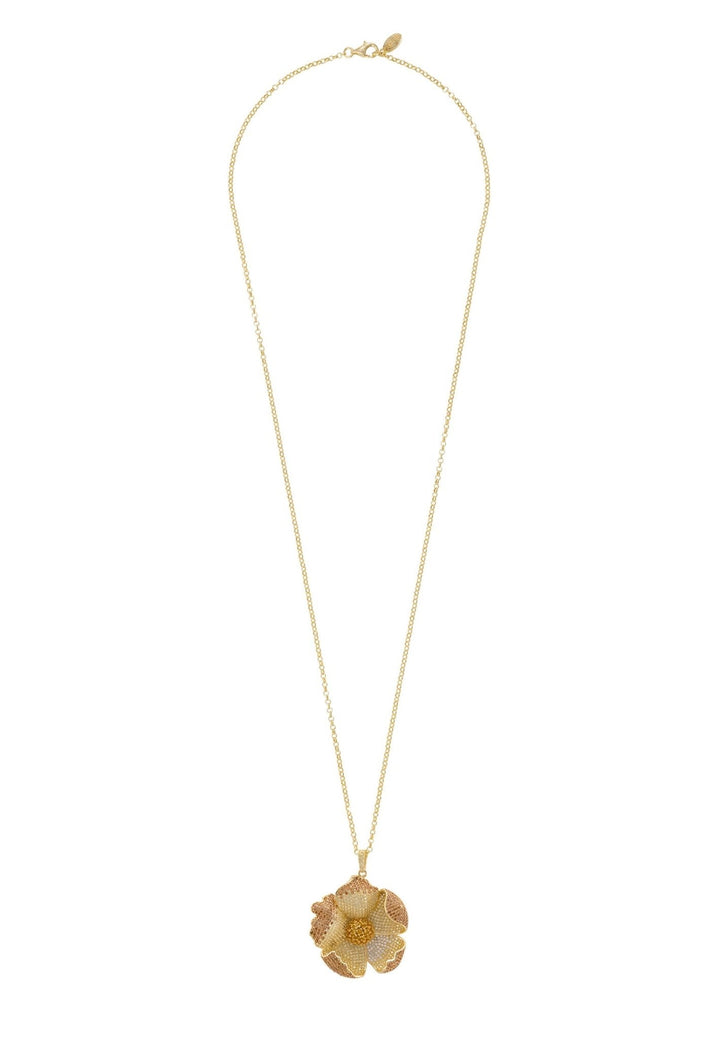 Poppy Pendant Necklace Gold Lemon Cz