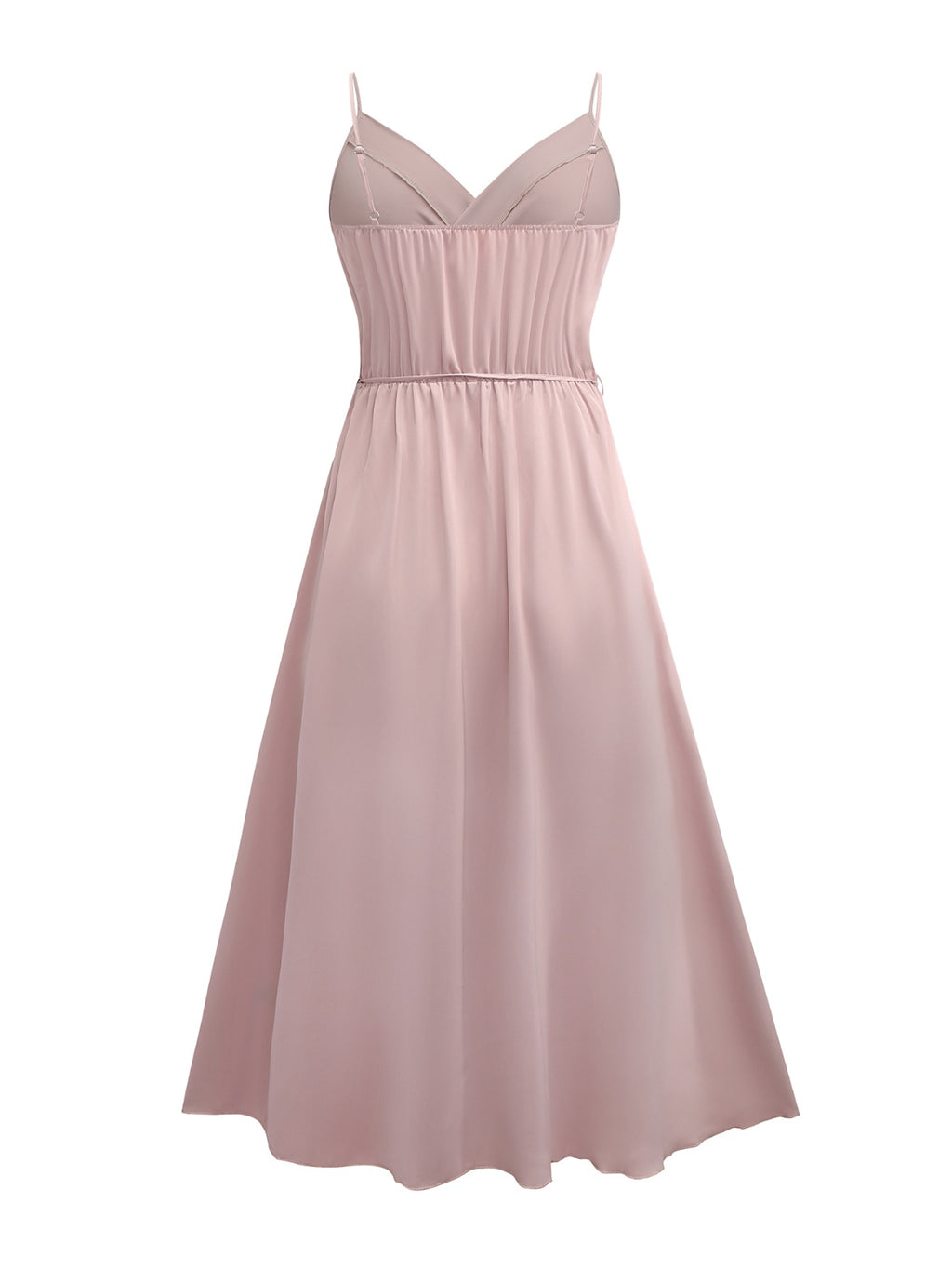 Tied Surplice Sleeveless Midi Cami Dress in Pale Blush