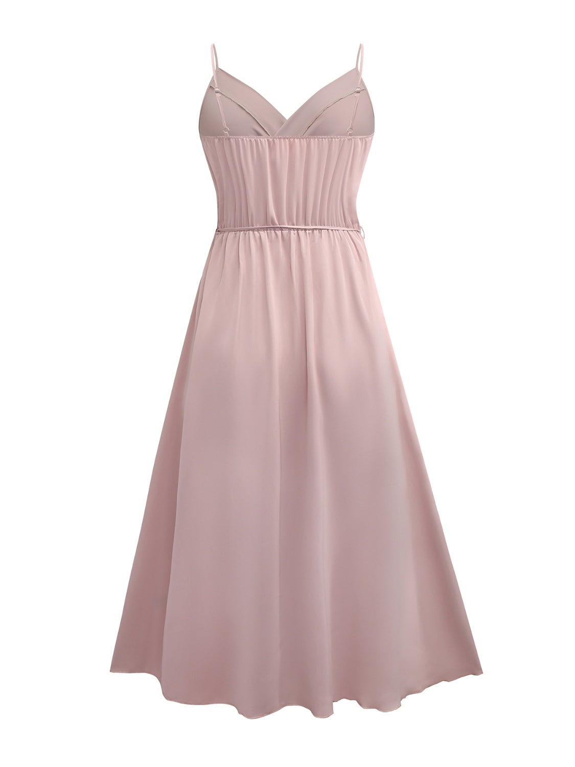 Tied Surplice Sleeveless Midi Cami Dress in Pale Blush