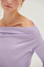 Taro Off Shoulder Ribbed Knit Top