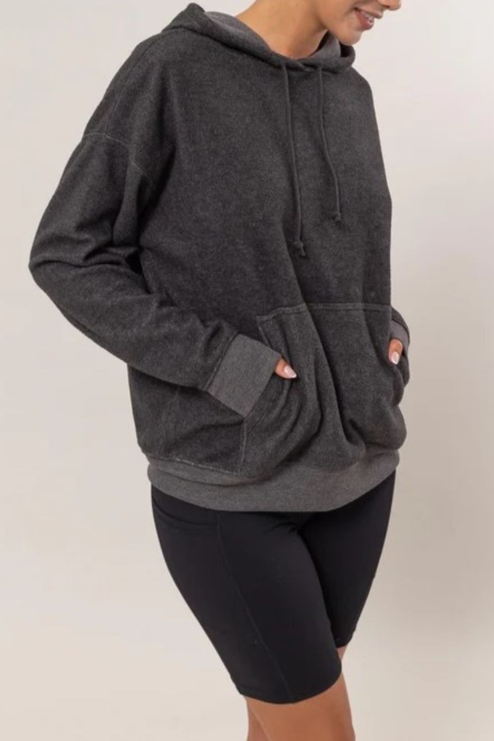 Charcoal Brushed Hoodie with Kangaroo Pocket