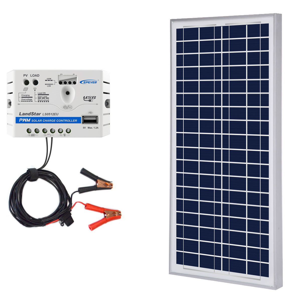 35W 12V Solar Charger Kit 5A Charge Controller with Alligator Clips