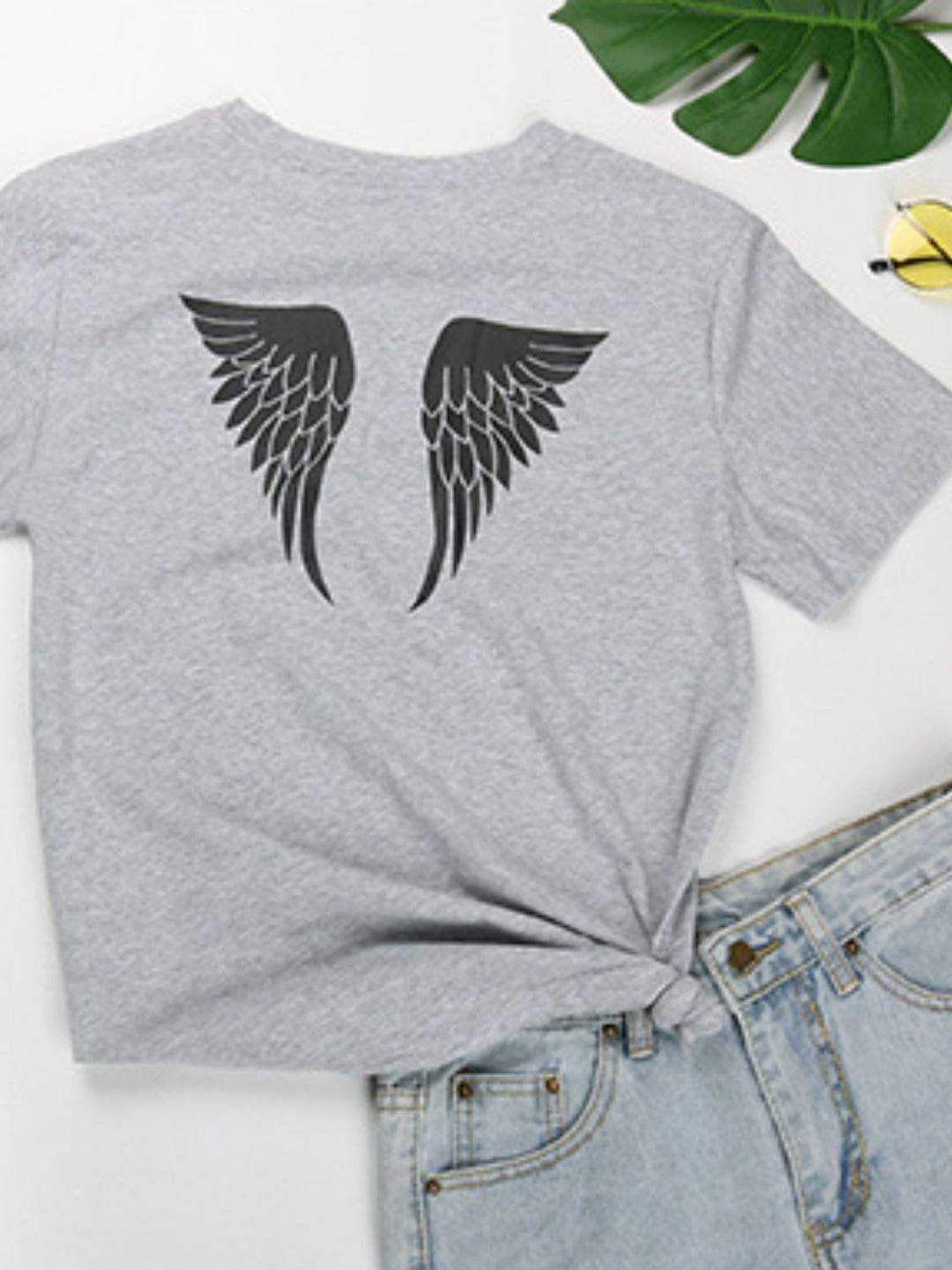 Angel Round Neck Short Sleeve T-Shirt