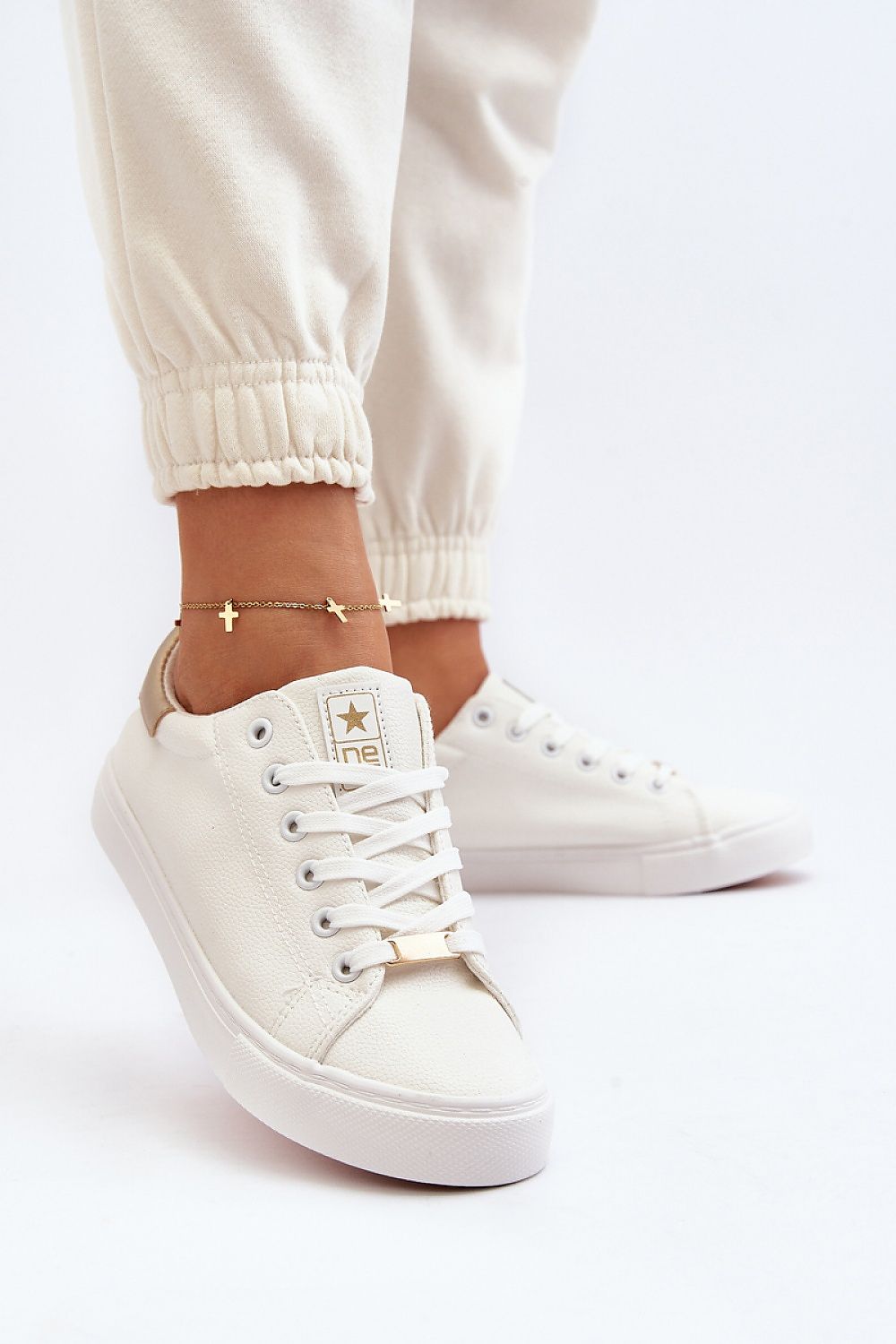 Classic Low-Top Laced Sneakers in White