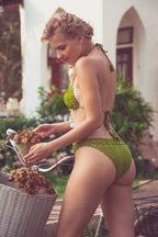 El Diamante Moss Green Hand-Crocheted Bikini Top