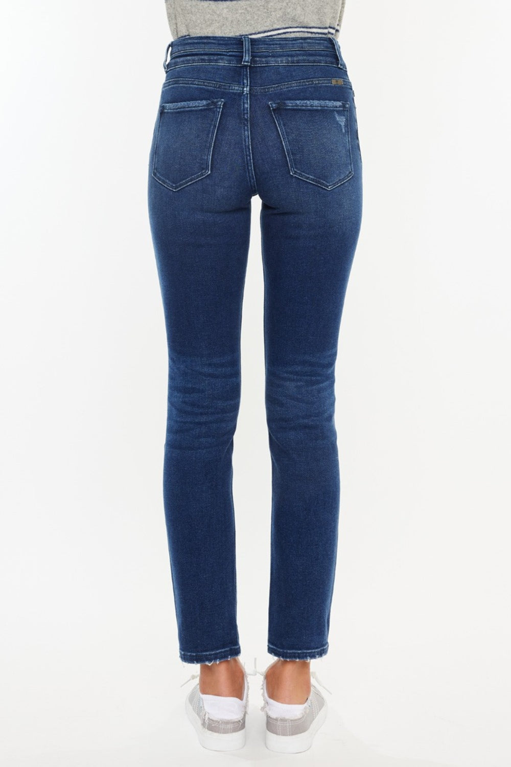 Dark Blue High Rise Slim Straight Jeans