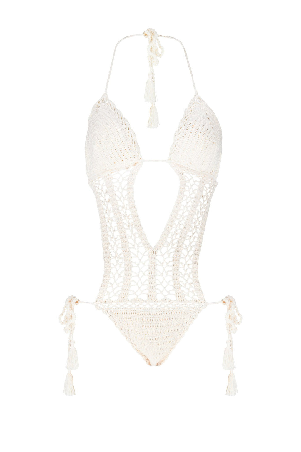 La Turquesa Ecru Hand-Crocheted Playsuits