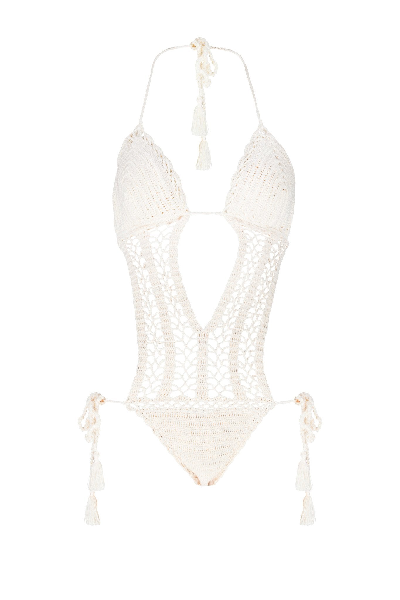 La Turquesa Ecru Hand-Crocheted Playsuits