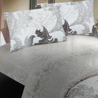 Jacquard Paisley Floral Leaves Flat Sheet & Pillow Cases Set Twin