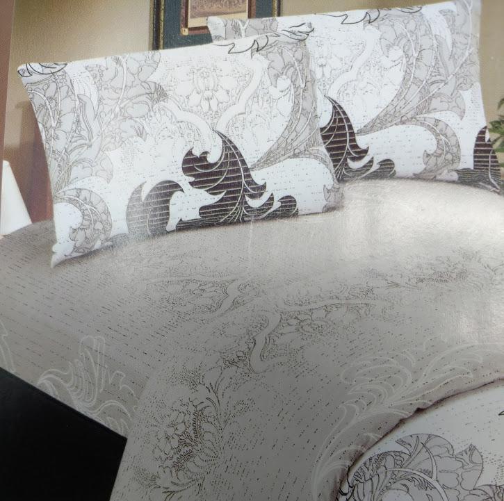 Jacquard Paisley Floral Leaves Flat Sheet & Pillow Cases Set Twin