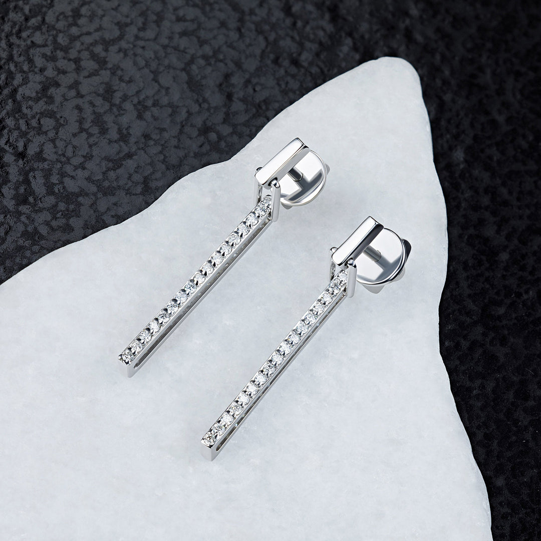 Sterling Silver Stud Earrings 34 Round-Cut Diamonds 0.188 CT.TW